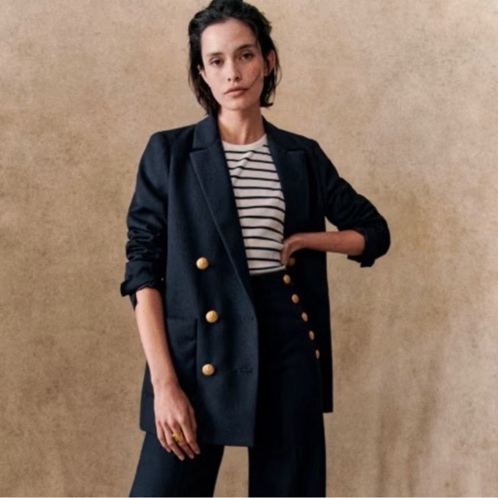 Sezane | Michele Jacket in Navy w/gold buttons | Sz 36